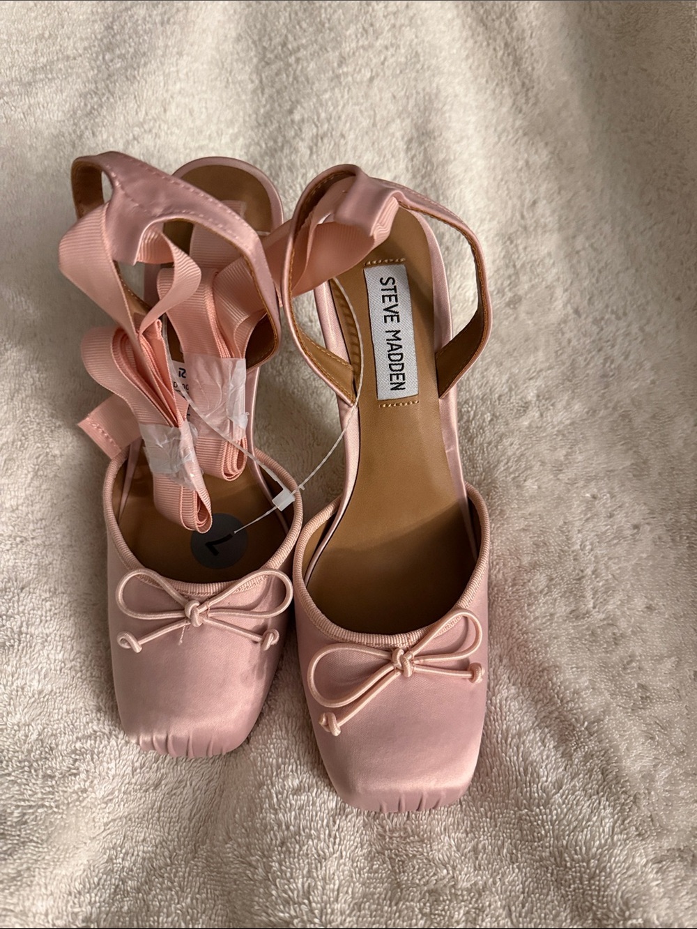 Steve Madden Blush Pink Satin Ballet-Inspired Tie Heels